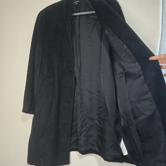 Eileen Fisher Sheared Texture Black Coat suri alpaca and wool blend pockets - Picture 4 of 12